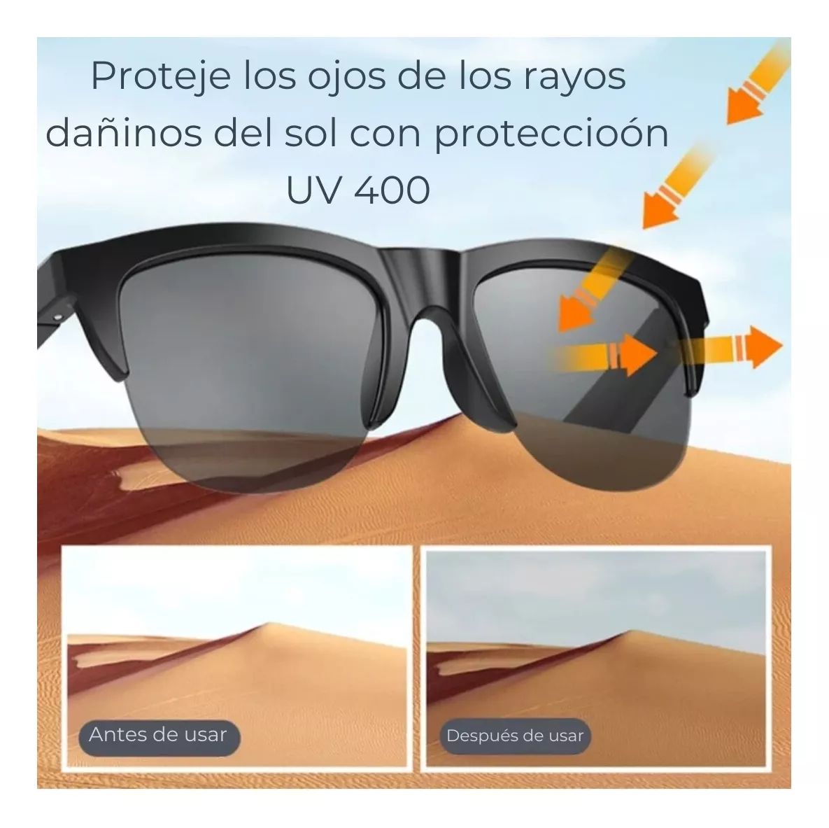 Gafas Inalámbricas Inteligentes con Control Táctil y Bluetooth
